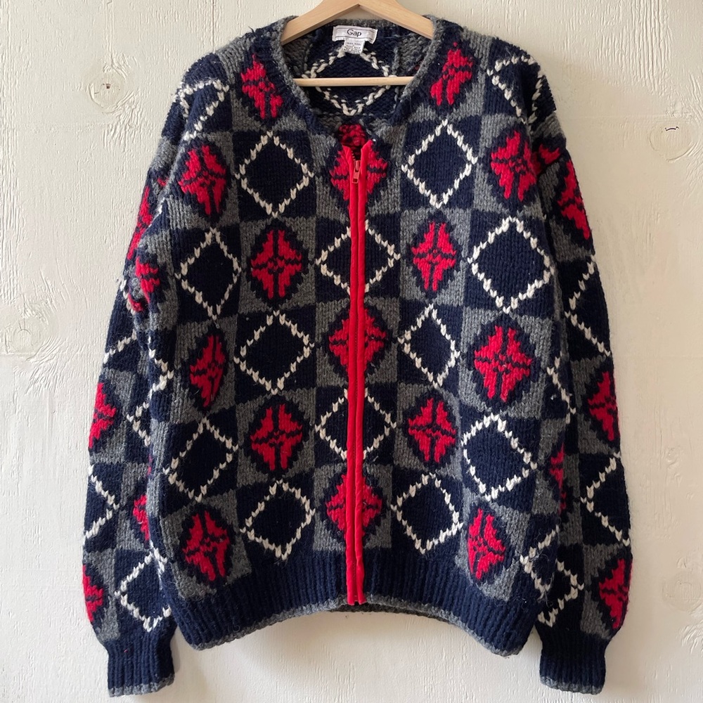 Vintage 80’s Wool Zip Cardigan